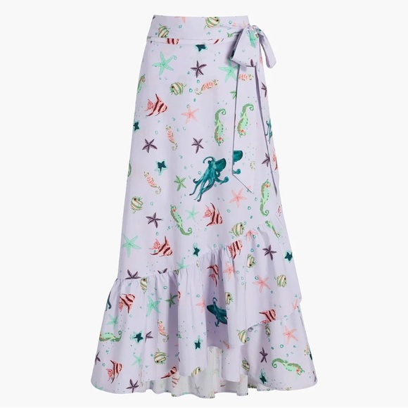 **NWT Hill House Home Mirabel Wrap Skirt in Sea Creature Pattern** - Picture 2 of 5